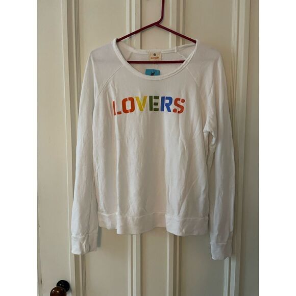 NWT Anthro Sundry White graphic Lovers sweatshirt S - Picture 1 of 4